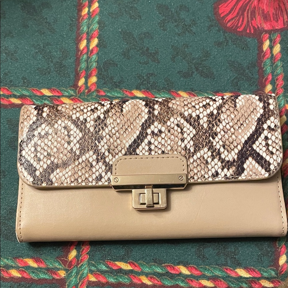 Snakeskin and Tan Clutch Wallet 4” X 9”